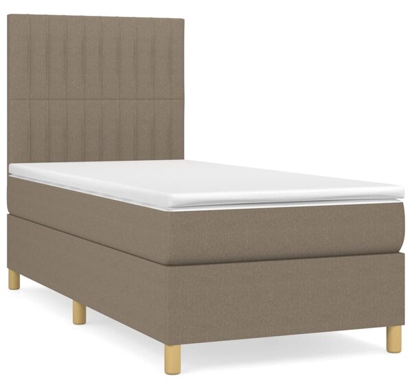 VidaXL Box spring postelja z vzmetnico taupe 90x200 cm blago