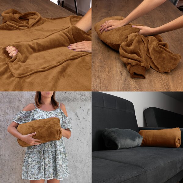 Pulover & odeja s kapuco 4v1 – toffee XXL