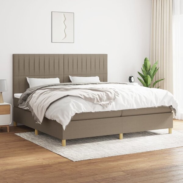 VidaXL Box spring postelja z vzmetnico taupe 200x200 cm blago