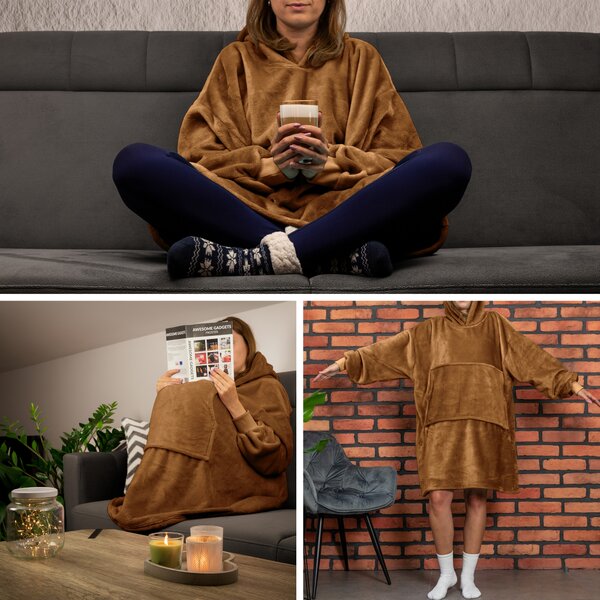 Pulover & odeja s kapuco 4v1 – toffee XXL