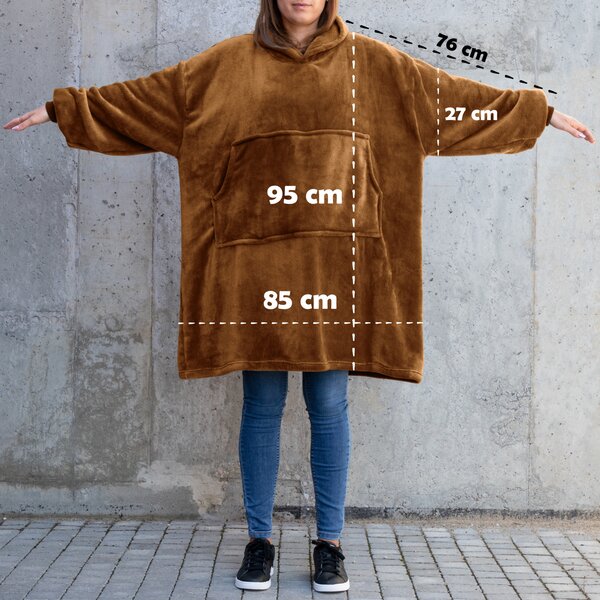 Pulover & odeja s kapuco 4v1 – toffee XXL