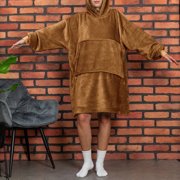 Pulover & odeja s kapuco 4v1 – toffee XXL