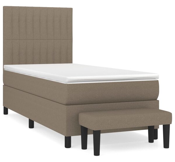 VidaXL Box spring postelja z vzmetnico taupe 90x190 cm blago