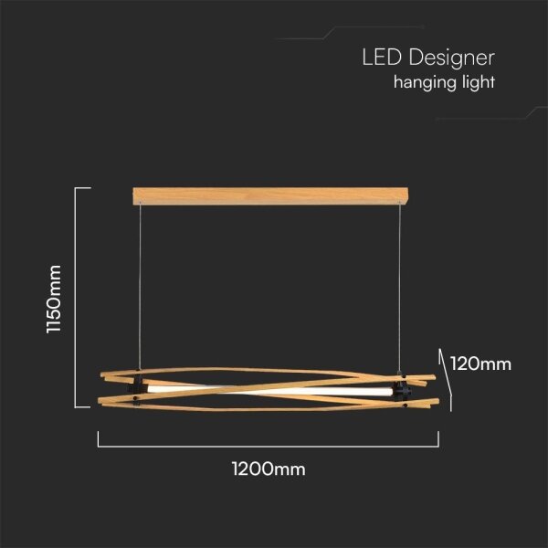 LED Lestenec na vrvici LED/15W/230V 3000K rjava