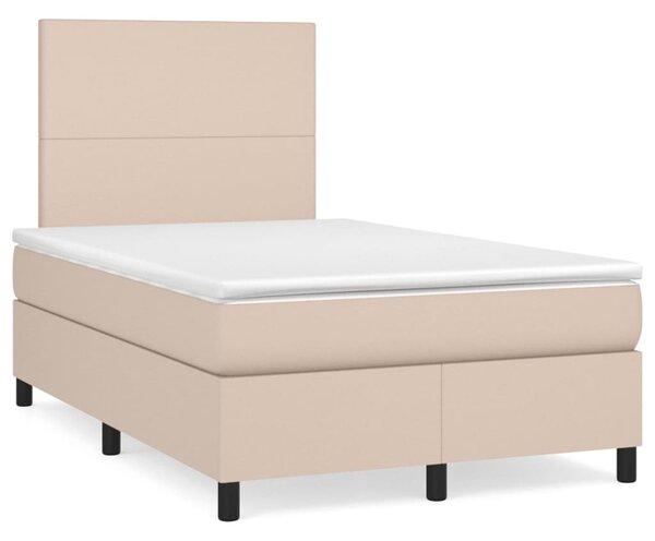 VidaXL Box spring postelja z vzmetnico kapučino 120x200cm umetno usnje