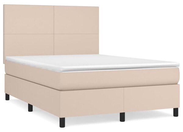 VidaXL Box spring postelja z vzmetnico kapučino 140x200cm umetno usnje