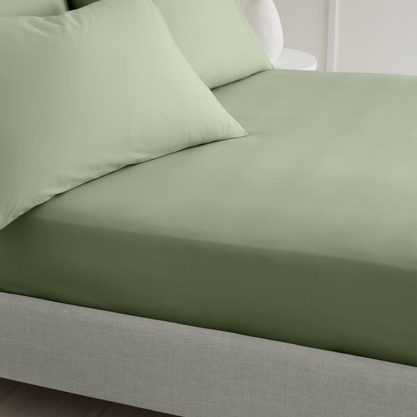 Zelena napenjalna rjuha iz bombažnega perkala 90x190 cm Cotton Percale – Bianca