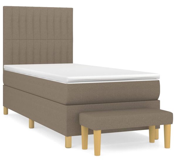 VidaXL Box spring postelja z vzmetnico taupe 90x190 cm blago