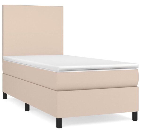 VidaXL Box spring postelja z vzmetnico kapučino 90x190 cm umetno usnje