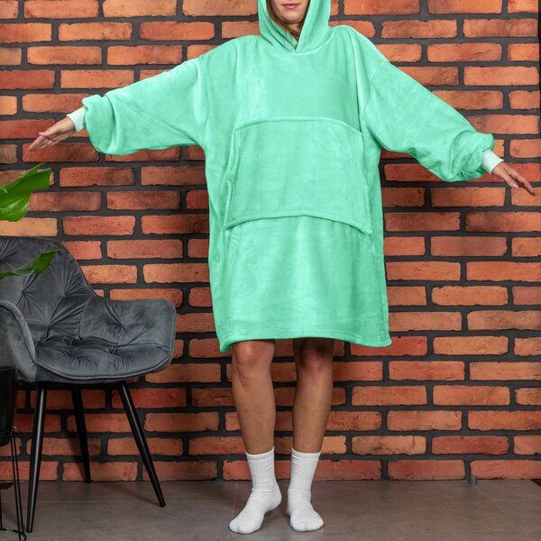 Pulover & odeja s kapuco 4v1 – mint XXL