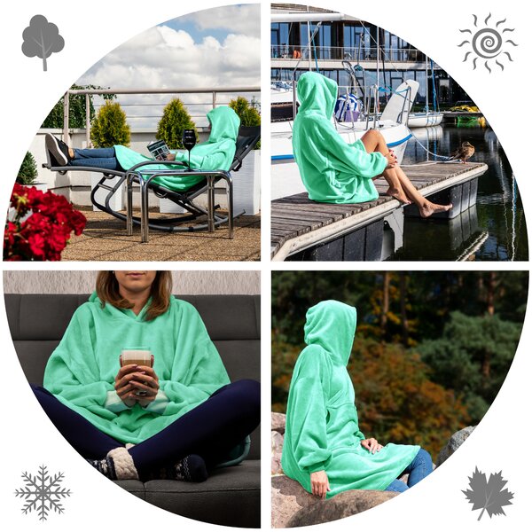 Pulover & odeja s kapuco 4v1 – mint XXL