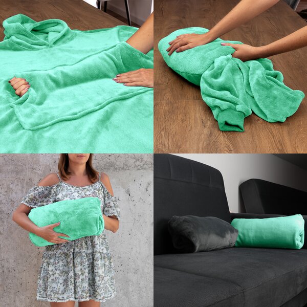 Pulover & odeja s kapuco 4v1 – mint XXL