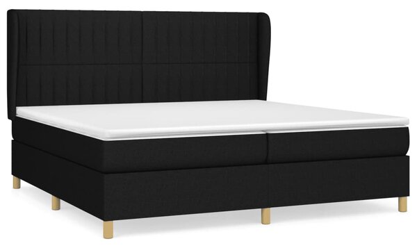 VidaXL Box spring postelja z vzmetnico črn 200x200 cm blago