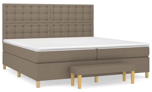 VidaXL Box spring postelja z vzmetnico taupe 200x200 cm blago