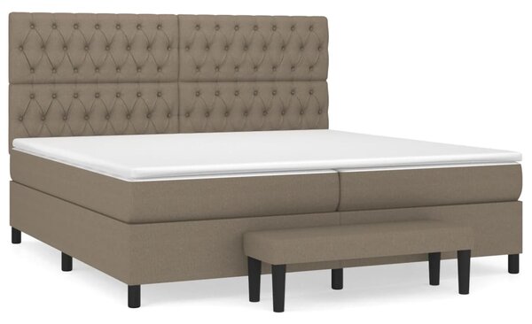 VidaXL Box spring postelja z vzmetnico taupe 200x200 cm blago