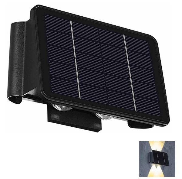 LED Solarna stenska svetilka 4xLED/1,5W/3,7V IP54 črna