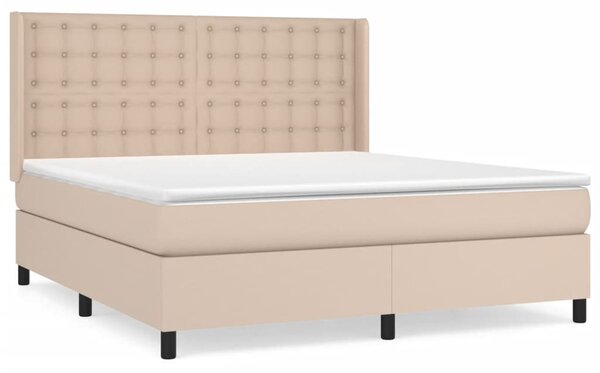 VidaXL Box spring postelja z vzmetnico kapučino 180x200cm umetno usnje