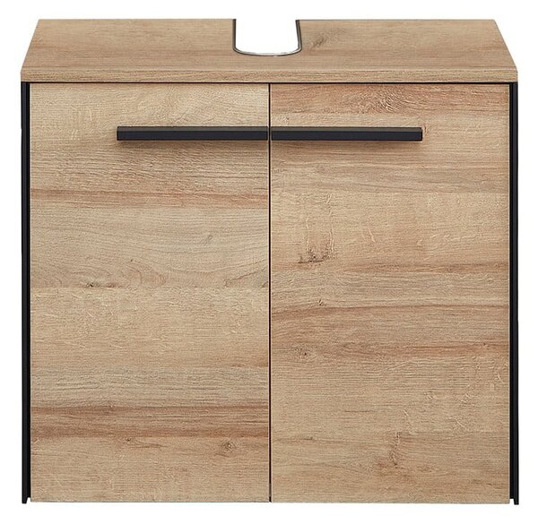 Stenska omarica za pod umivalnik v hrastovem dekorju v naravni barvi 53x60 cm Quickset 395 – Pelipal