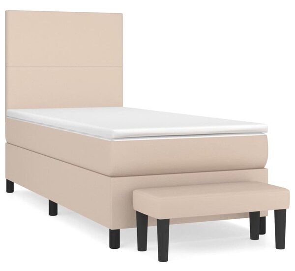 VidaXL Box spring postelja z vzmetnico kapučino 80x200 cm umetno usnje