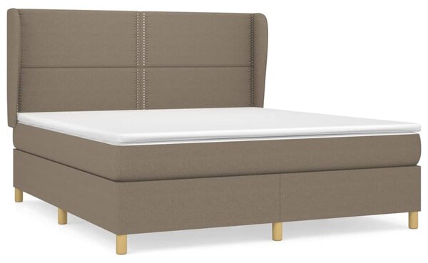 VidaXL Box spring postelja z vzmetnico taupe 160x200 cm blago