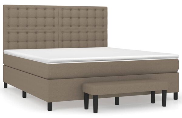 VidaXL Box spring postelja z vzmetnico taupe 160x200 cm blago