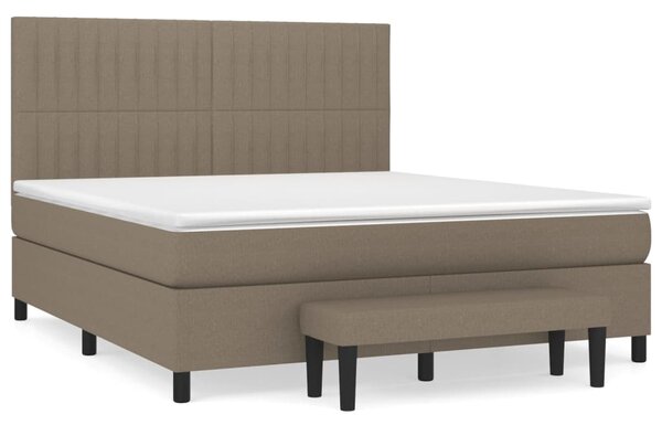 VidaXL Box spring postelja z vzmetnico taupe 180x200 cm blago