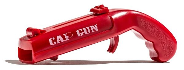 Odpirač za steklenice z "katapultom za zamaške" – Cap Gun (rdeč)