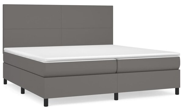 VidaXL Box spring postelja z vzmetnico siva 200x200 cm umetno usnje