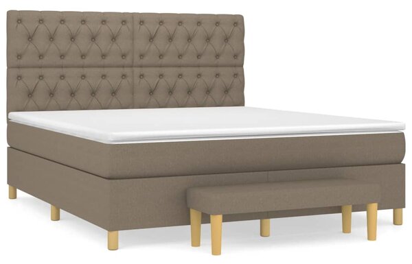 VidaXL Box spring postelja z vzmetnico taupe 160x200 cm blago