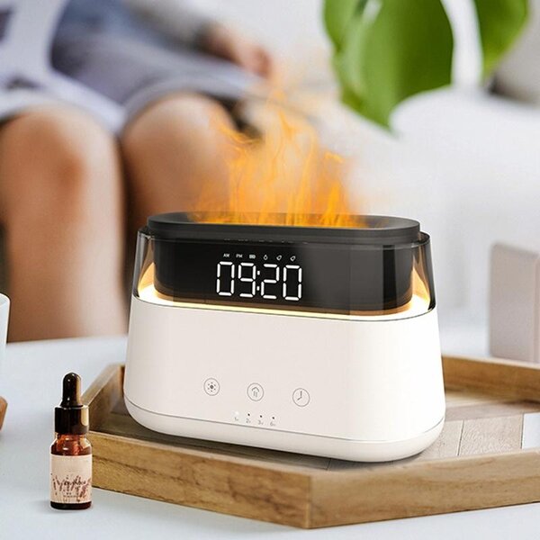 Aroma difuzor z LED uro in učinkom plamena – 180 ml