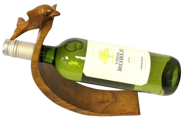 Leseno stojalo za vino – Delfin