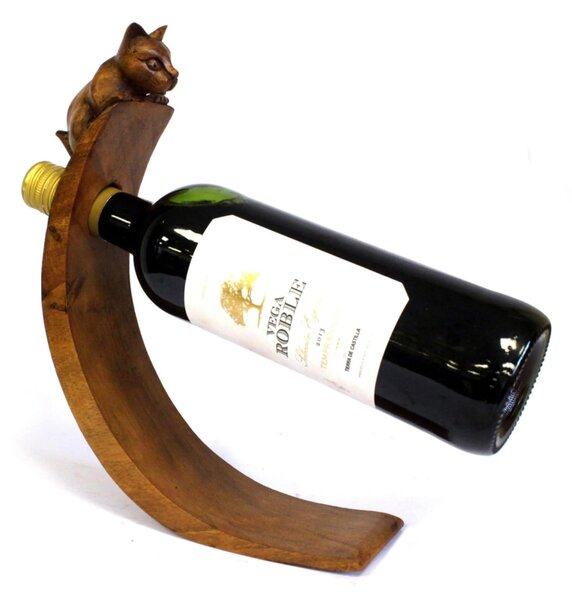 Leseno stojalo za vino – Mačka