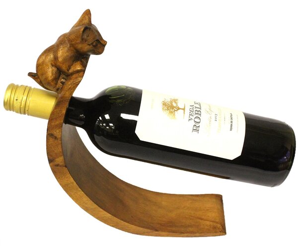 Leseno stojalo za vino – Mačka