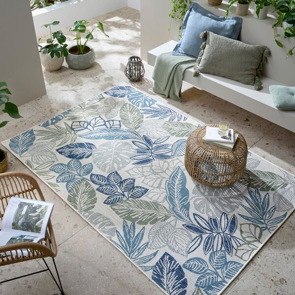 Zeleno-modra notranja in zunanja preproga 120x170 cm Bella Leaf – Flair Rugs
