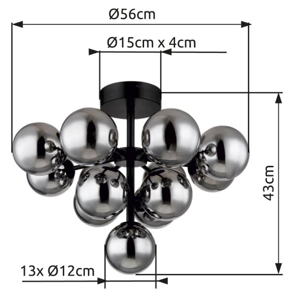 Globo 56143-13D - Lestenec GRAPPY 13xG9/5W/230V