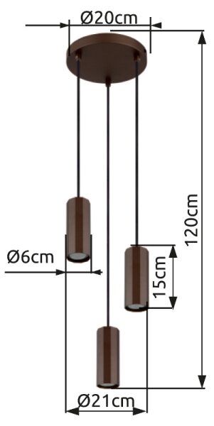 Globo 57919-3H - Lestenec na vrvici JAMES 3xGU10/25W/230V