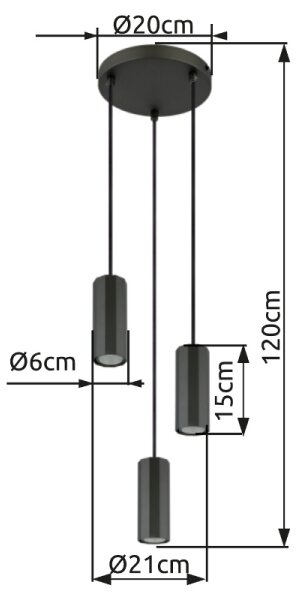 Globo 57918-3H - Lestenec na vrvici JAMES 3xGU10/25W/230V