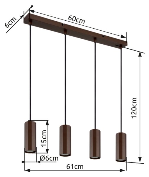 Globo 57919-4H - Lestenec na vrvici JAMES 4xGU10/25W/230V