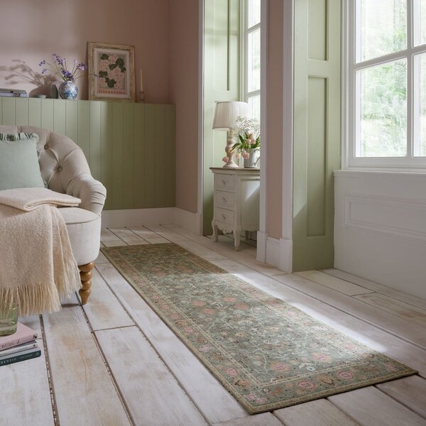 Svetlo zelen pralen tekač 60x230 cm Una Floral – Flair Rugs