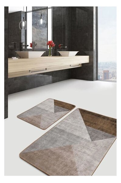 Sivo-rjave žametne kopalniške preproge v kompletu 2 ks 60x100 cm – Mila Home