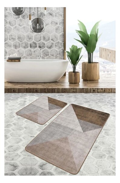 Sivo-rjave žametne kopalniške preproge v kompletu 2 ks 60x100 cm – Mila Home