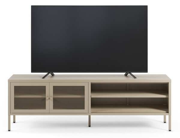 Kremno bela kovinska TV omarica 160x50x35 cm Fayna – Marckeric