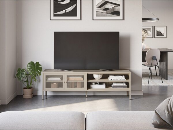Kremno bela kovinska TV omarica 160x50x35 cm Fayna – Marckeric