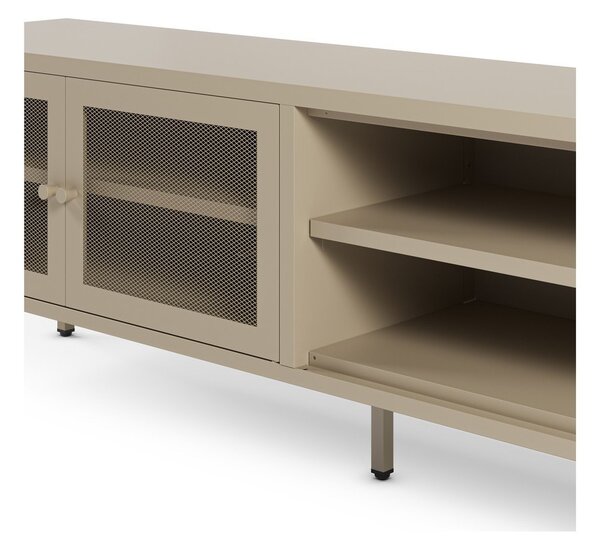 Kremno bela kovinska TV omarica 160x50x35 cm Fayna – Marckeric