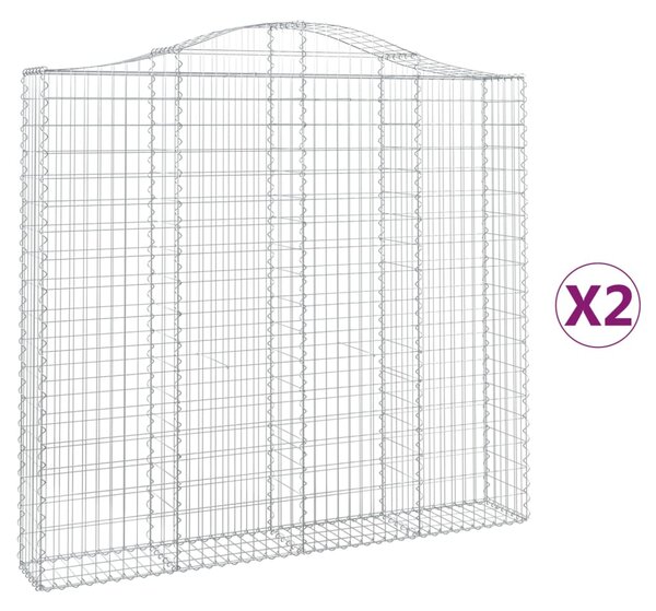 VidaXL Obokane gabion košare 2 kosa 200x30x180/200 cm pocinkano železo