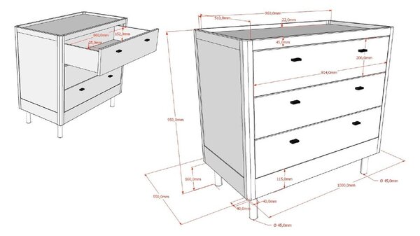 Otroška komoda iz masivnega hrasta v naravni barvi 100x95x55 cm Forrest – Vipack