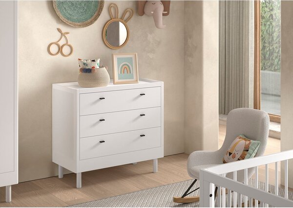 Bela otroška komoda iz masivne bukve 100x95x55 cm Forrest – Vipack