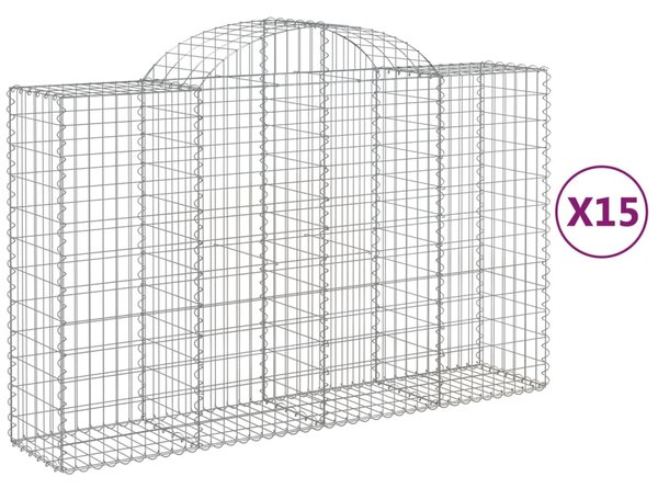 VidaXL Obokane gabion košare 15kosov 200x50x120/140cm pocinkano železo