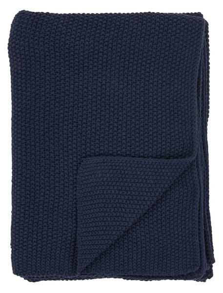 Temno modra odeja iz recikliranega bombaža 130x170 cm Santos – House Nordic