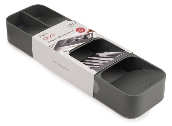 Siv plastičen organizator za pribor 11 x 39,5 cm Duo – Joseph Joseph